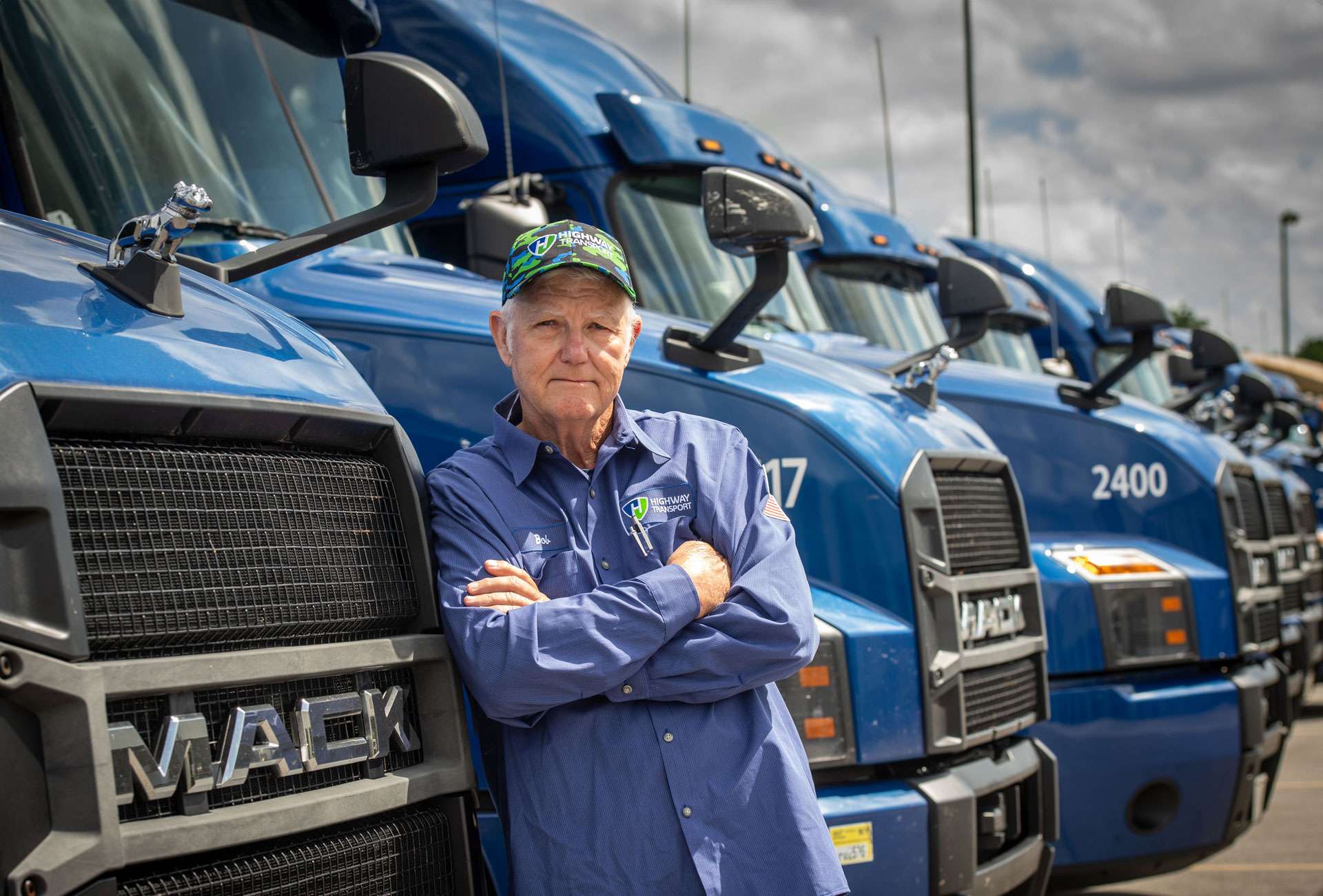 Highway transport driver by trucks